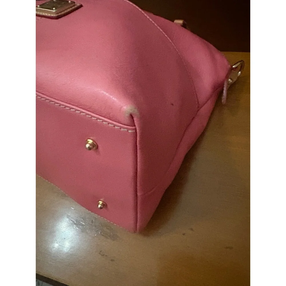 Dooney & Bourke Pink Leather Satchel Y2K Preppy Front Zip Handbag